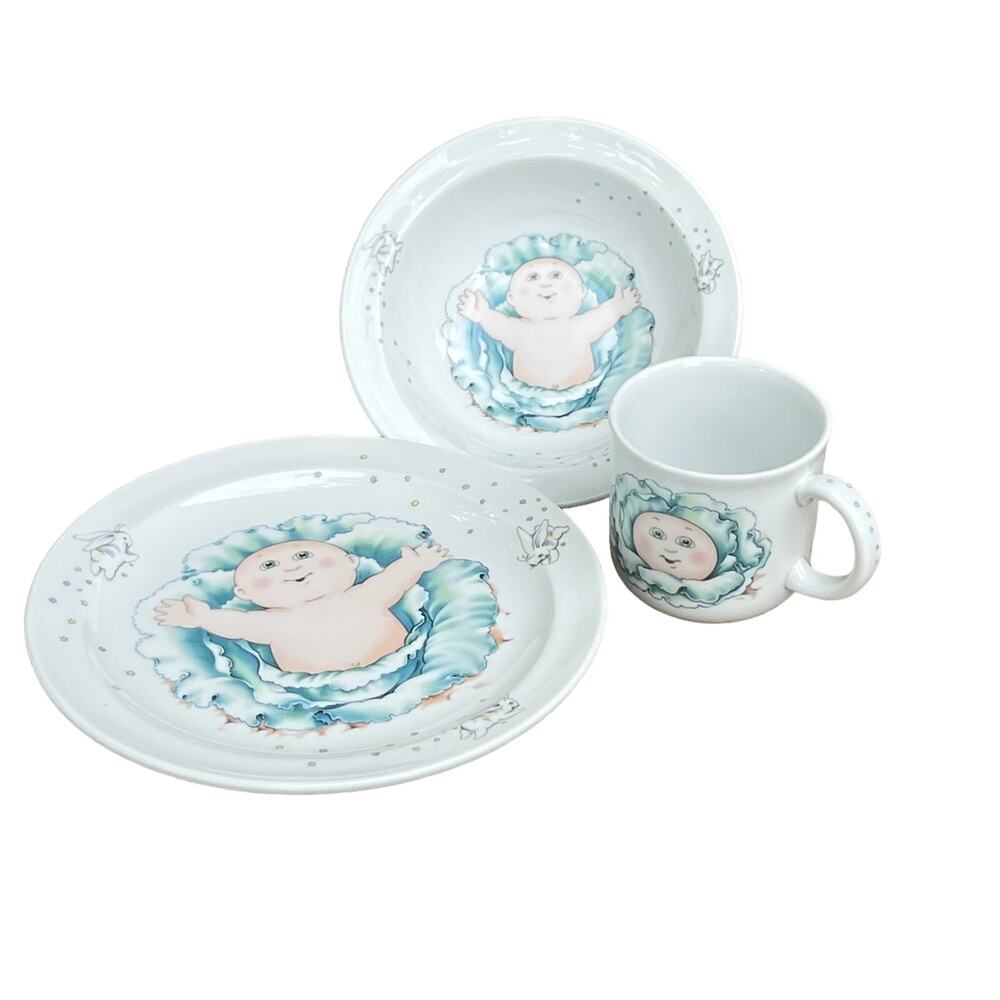 Royal Worcester Vintage 1984 Cabbage Patch Kid three piece porcelain  Dish set